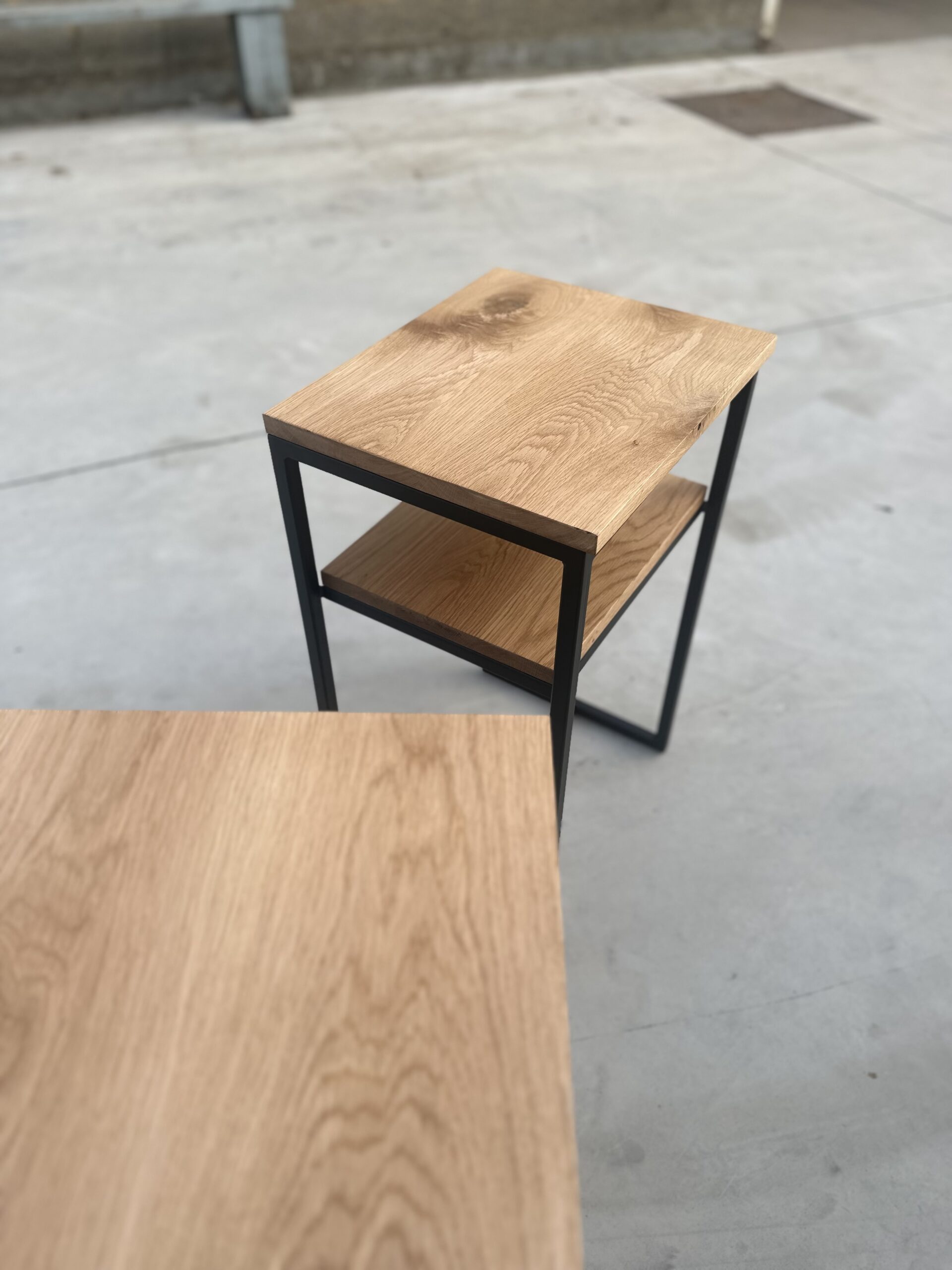 Bijzettafels eiken houten blad
